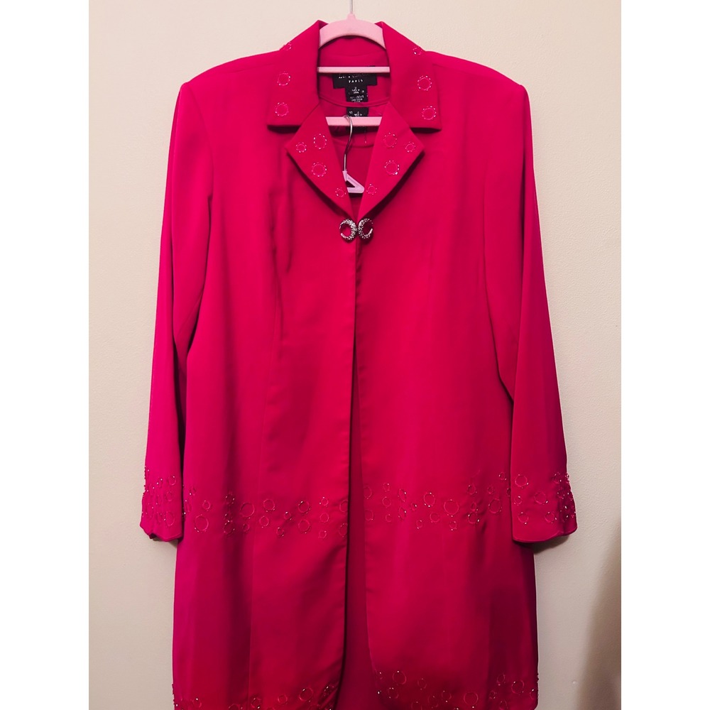 La Femme Paris Skirt Suit Women 18 Pink Excellent Beaded 2pc Set 3pc